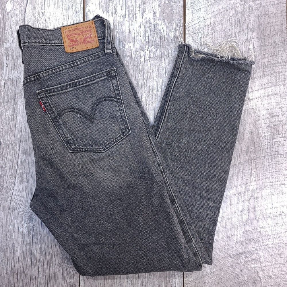 Levis 501 Skinny Jeans Womens Size 28 Gray Denim High Rise Stretch Pants